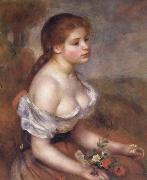 Young Girl with Daisies renoir